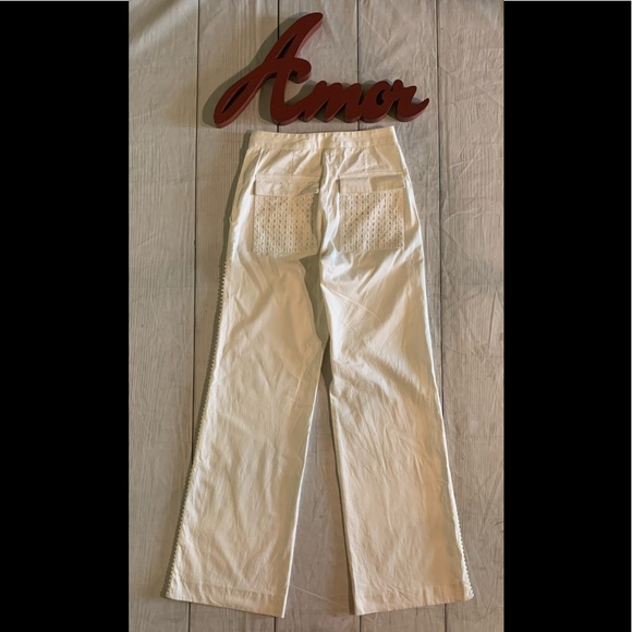 Belstaff Size US 2/EU 36 White Trousers With Eyelet And Side Cut Out Details - Picture 11 of 11